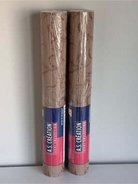 VTG Y2K A.S. Creation Satin Collection Vinyl Wallpaper Gold Floral Germany NEW